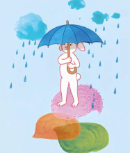 Šašanka s deštníkem